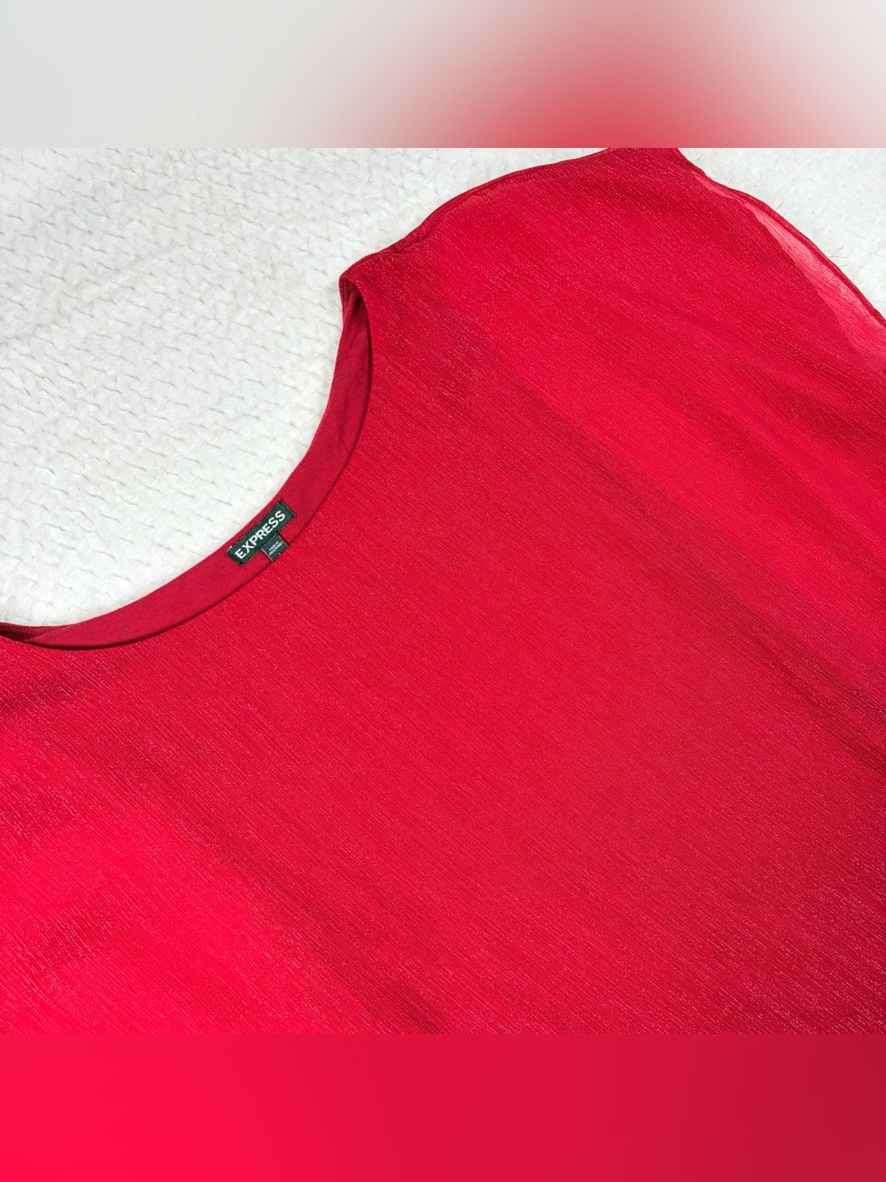 Express Red Chiffon Layered Metallic Sparkle Party Top Blouse Women Size Large